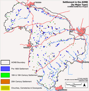 Map of Settlememt in the AONB